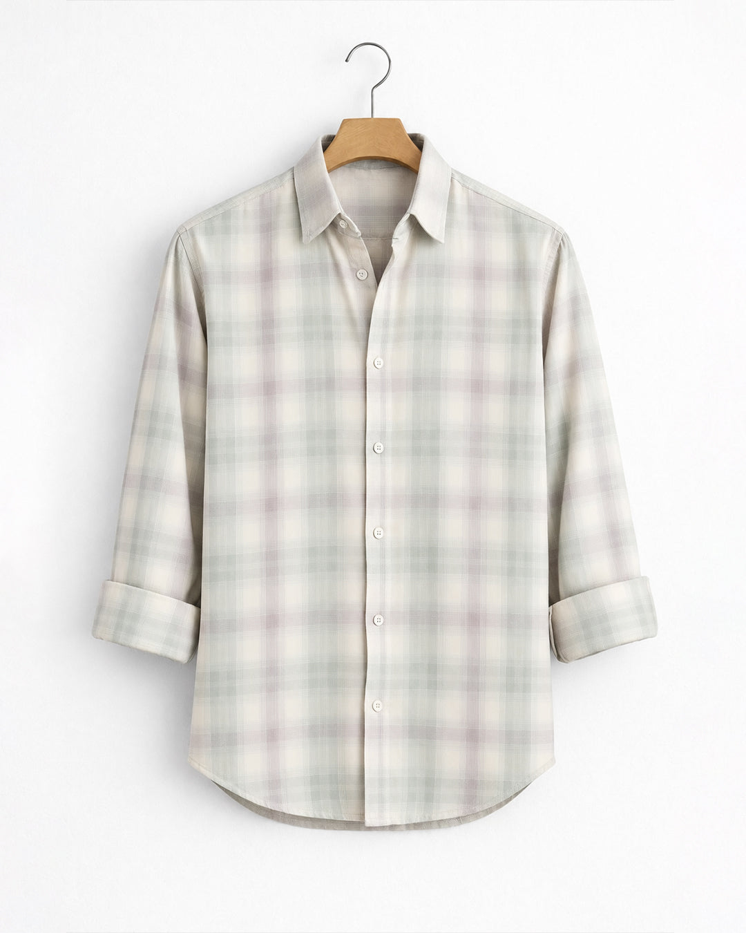Sage Green & Cream Regular Fit Shirt