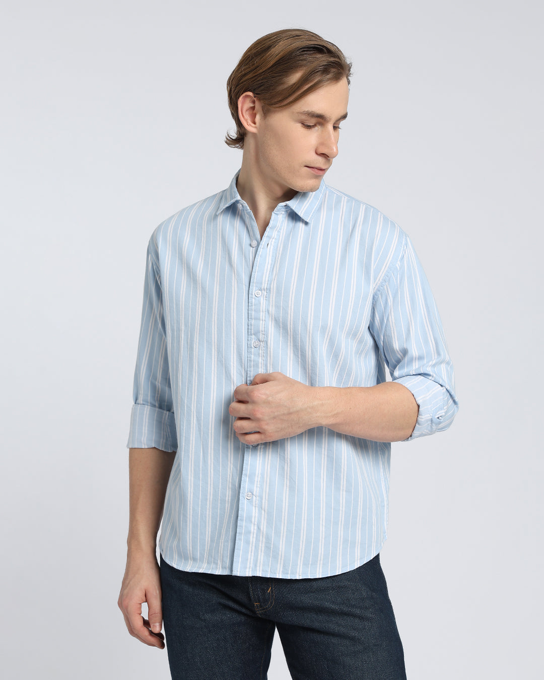 Light Blue & white Striped Shirt