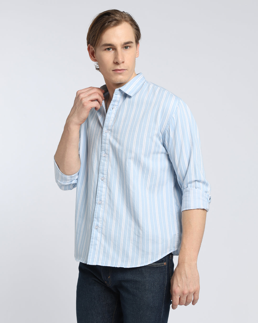Light Blue & white Striped Shirt