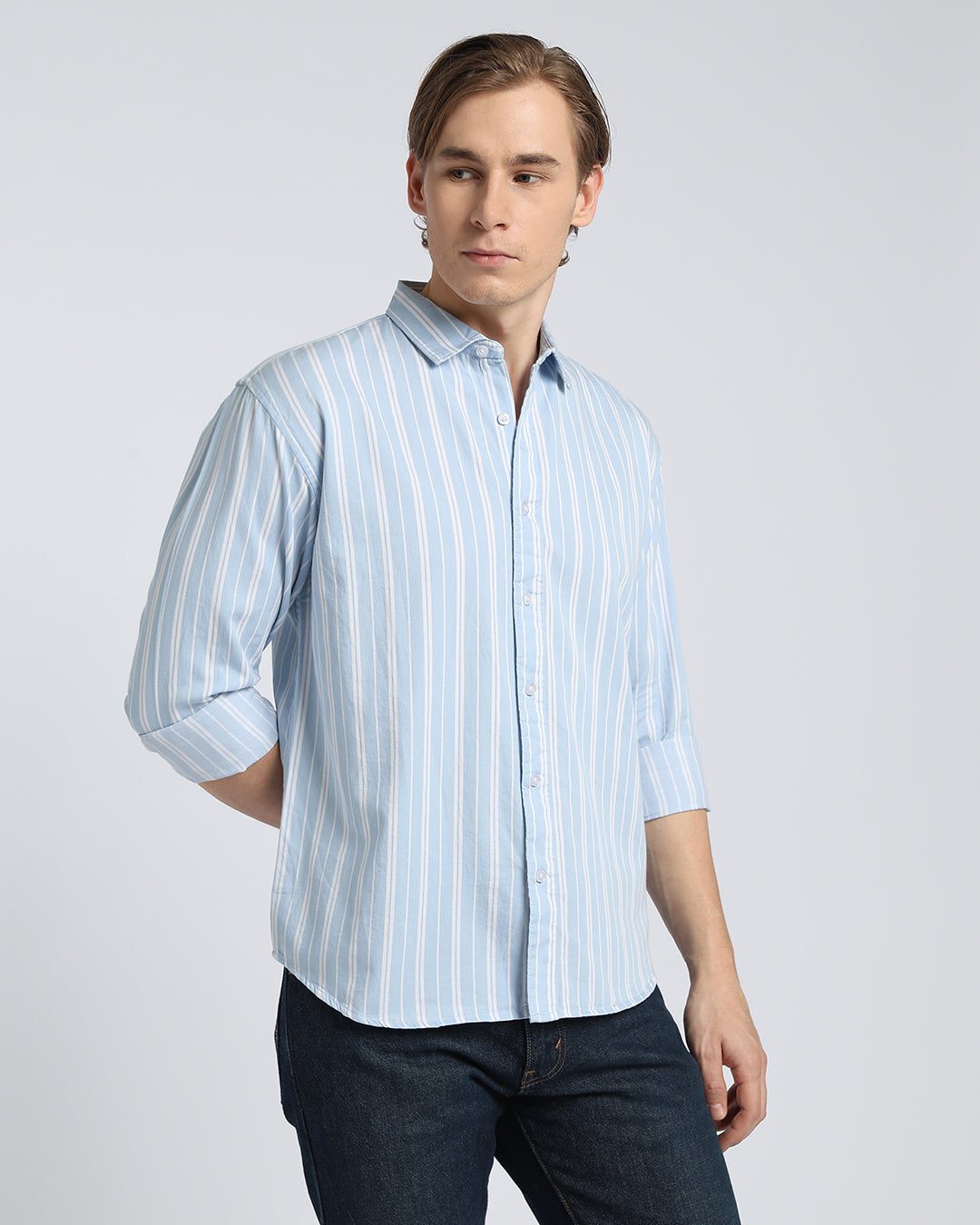 Light Blue & white Striped Shirt
