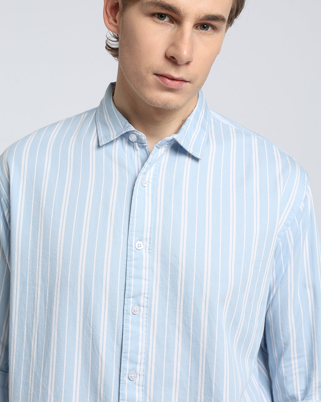 Light Blue & white Striped Shirt