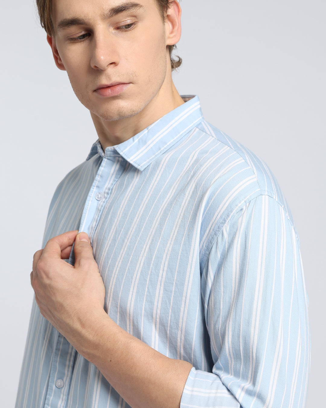 Light Blue & white Striped Shirt