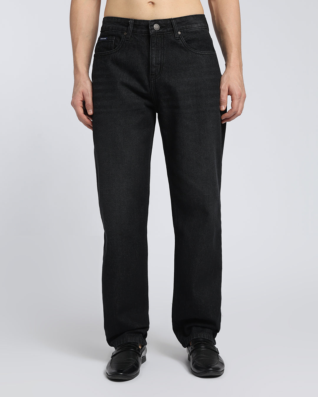 Premium Carbon Black Straight Fit Cotton Jeans
