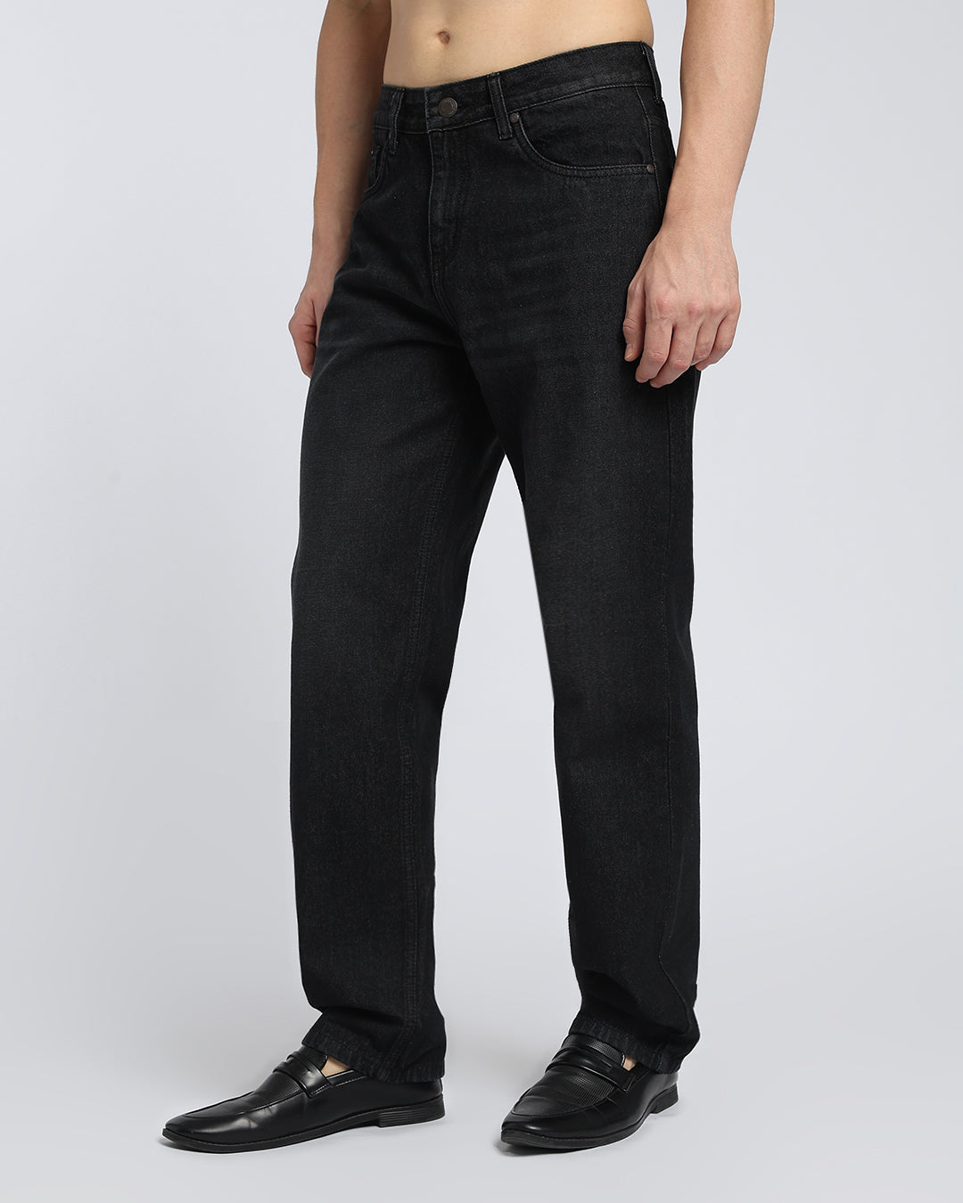 Premium Carbon Black Straight Fit Cotton Jeans