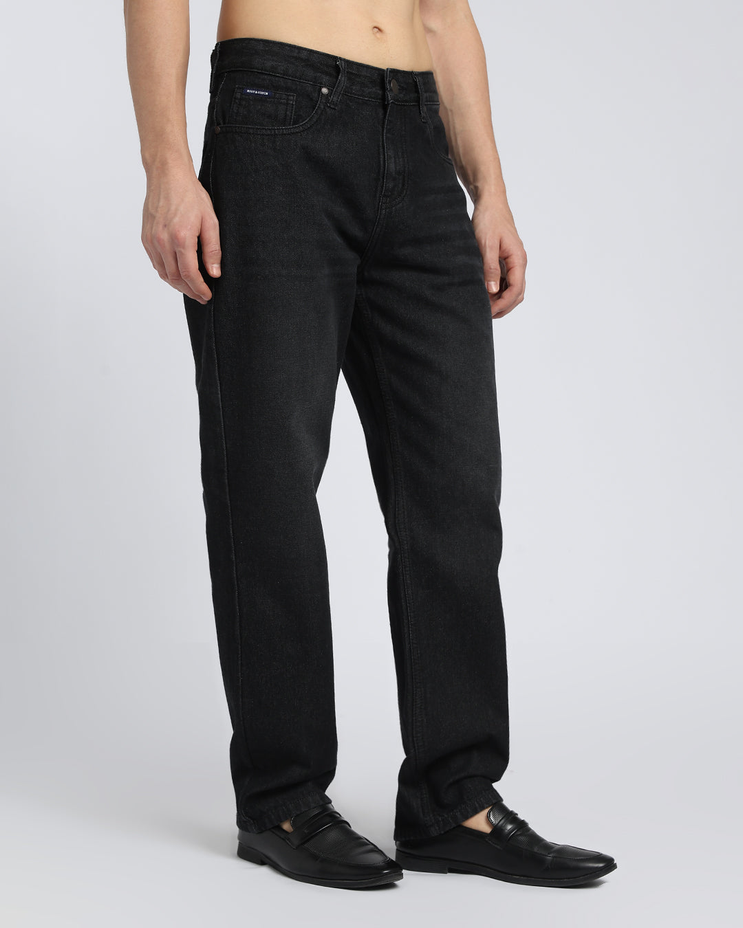 Premium Carbon Black Straight Fit Cotton Jeans
