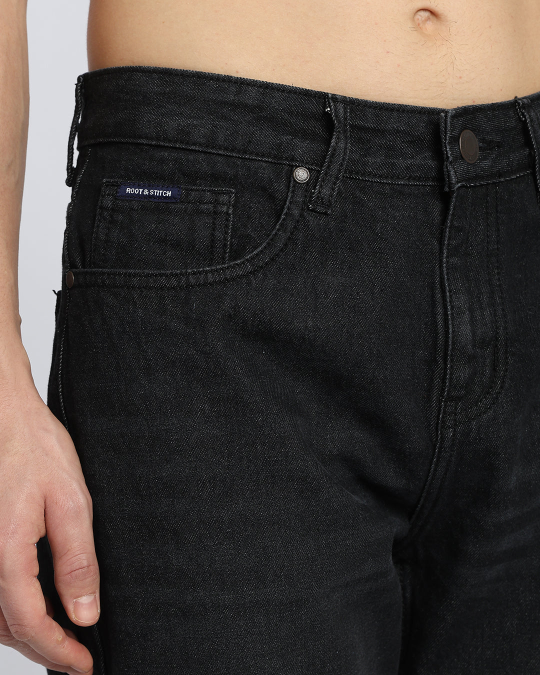 Premium Carbon Black Straight Fit Cotton Jeans
