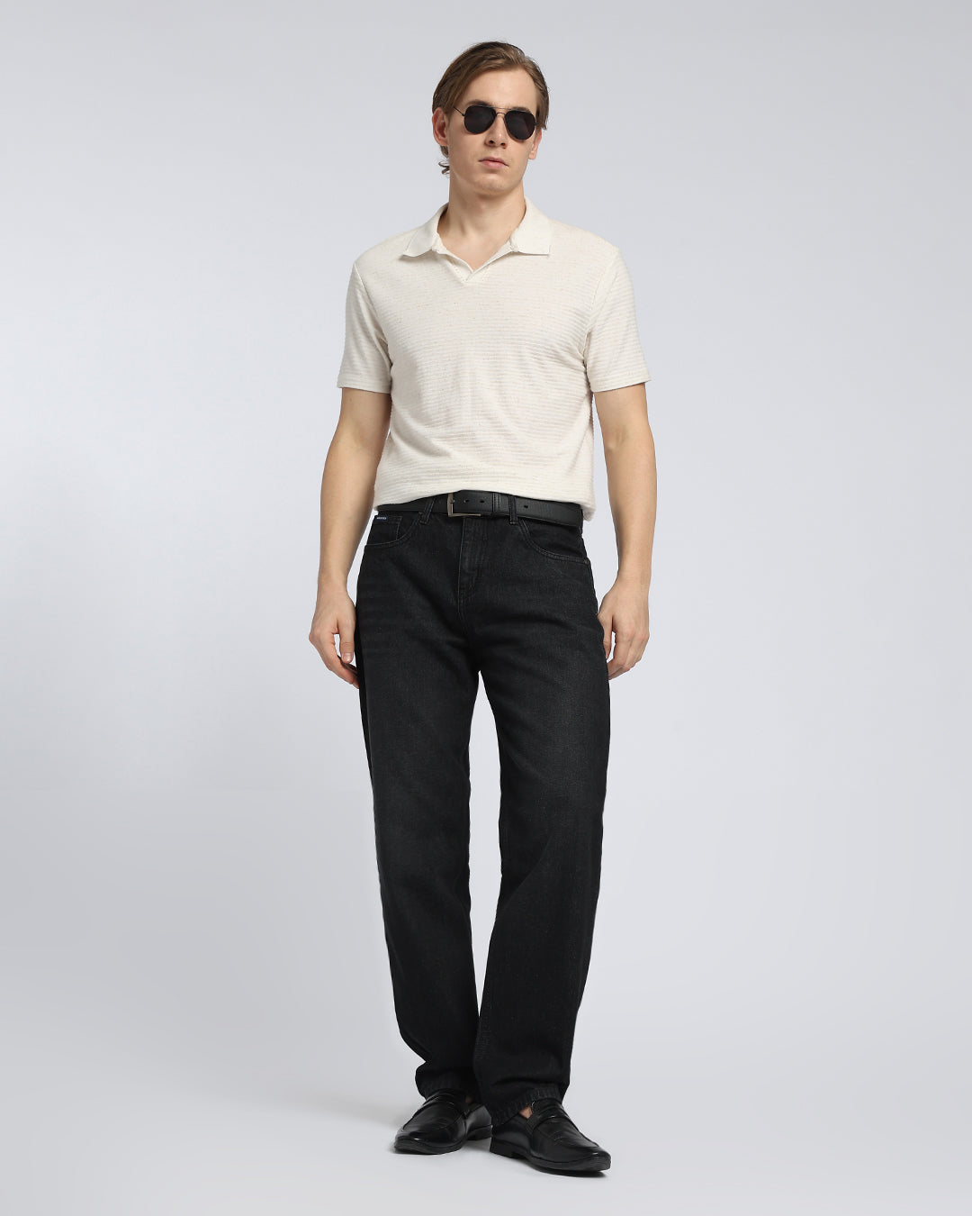 Premium Carbon Black Straight Fit Cotton Jeans