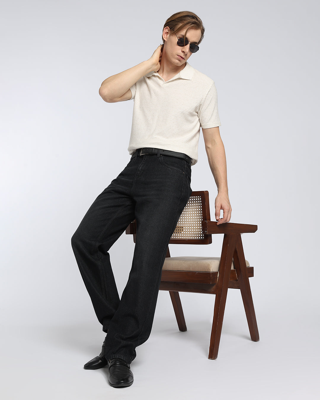Premium Carbon Black Straight Fit Cotton Jeans