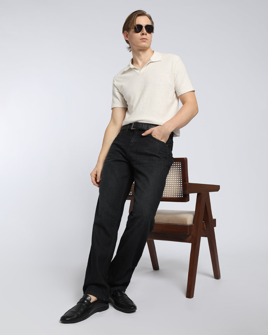 Premium Carbon Black Straight Fit Cotton Jeans