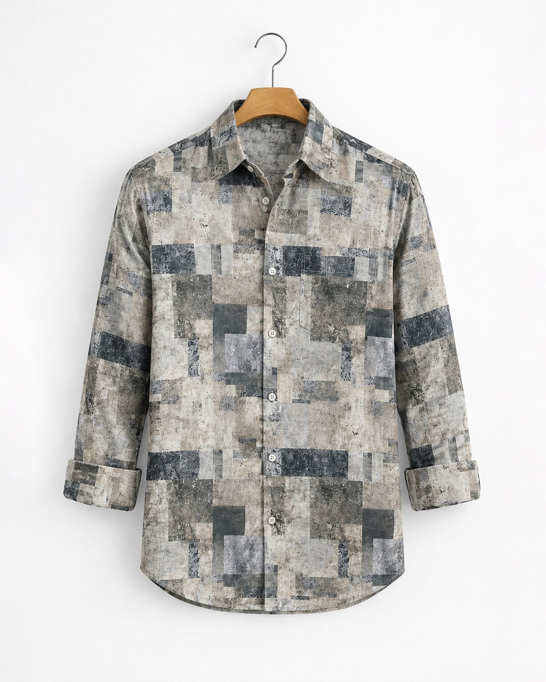 Light Beige Geometric Print Shirt