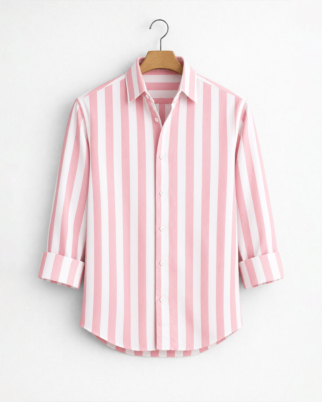 Classic Pink & White Vertical Stripe Shirt