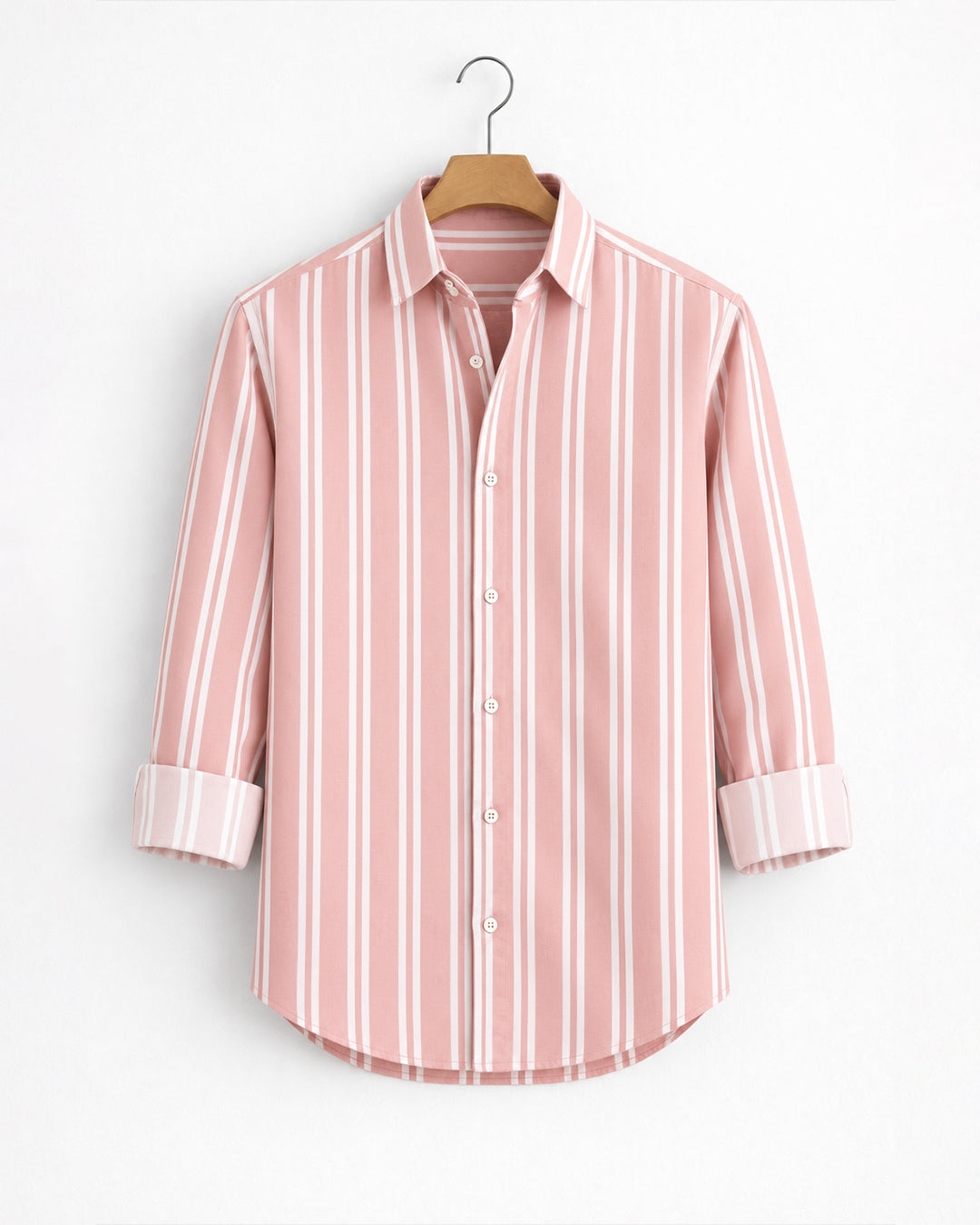 Dusty Pink Striped Casual Shirt