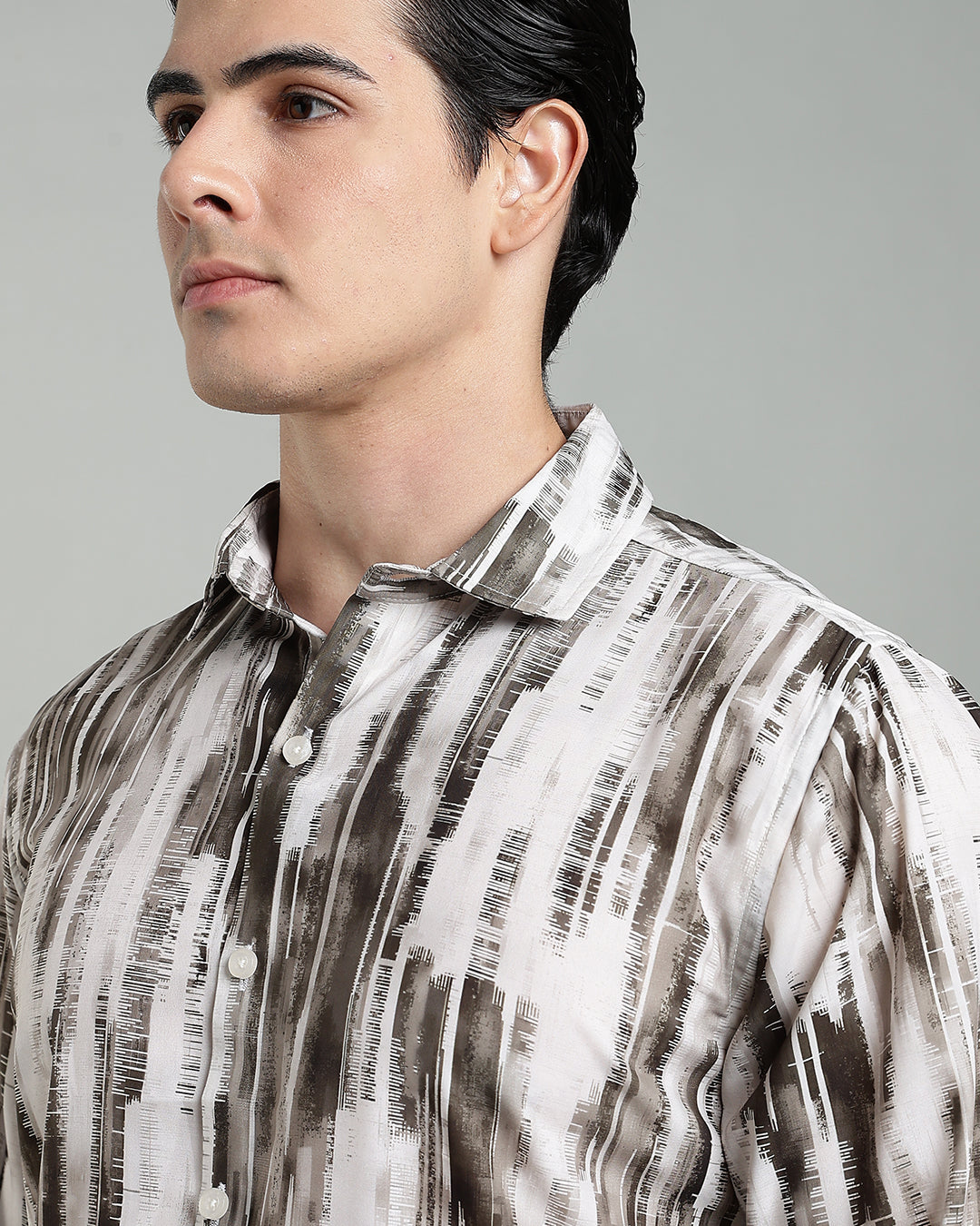 Taupe Abstract Print Shirt