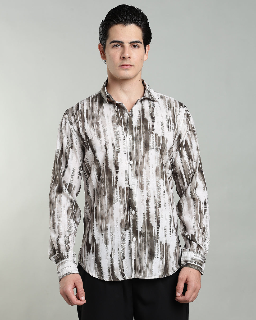 Taupe Abstract Print Shirt