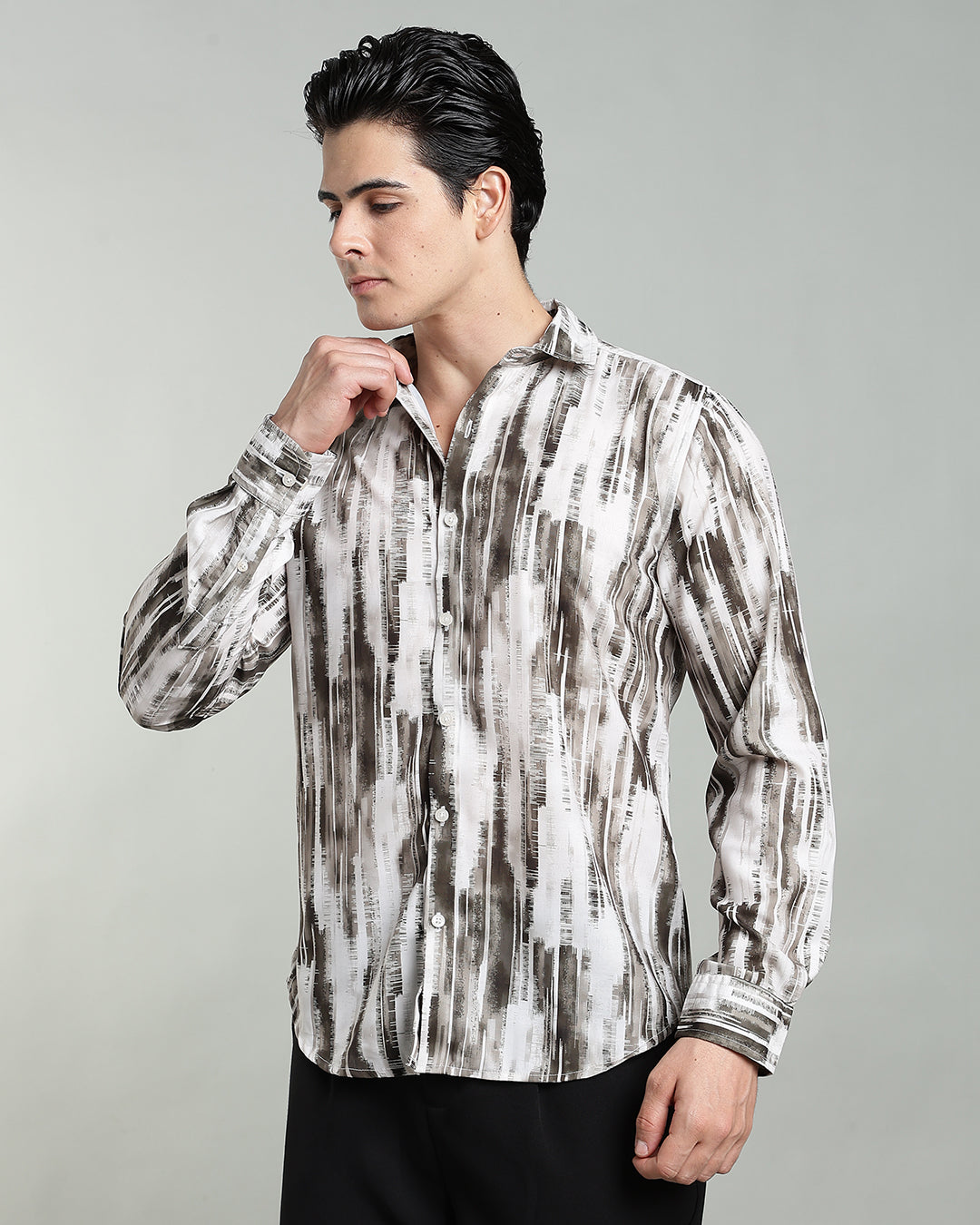 Taupe Abstract Print Shirt