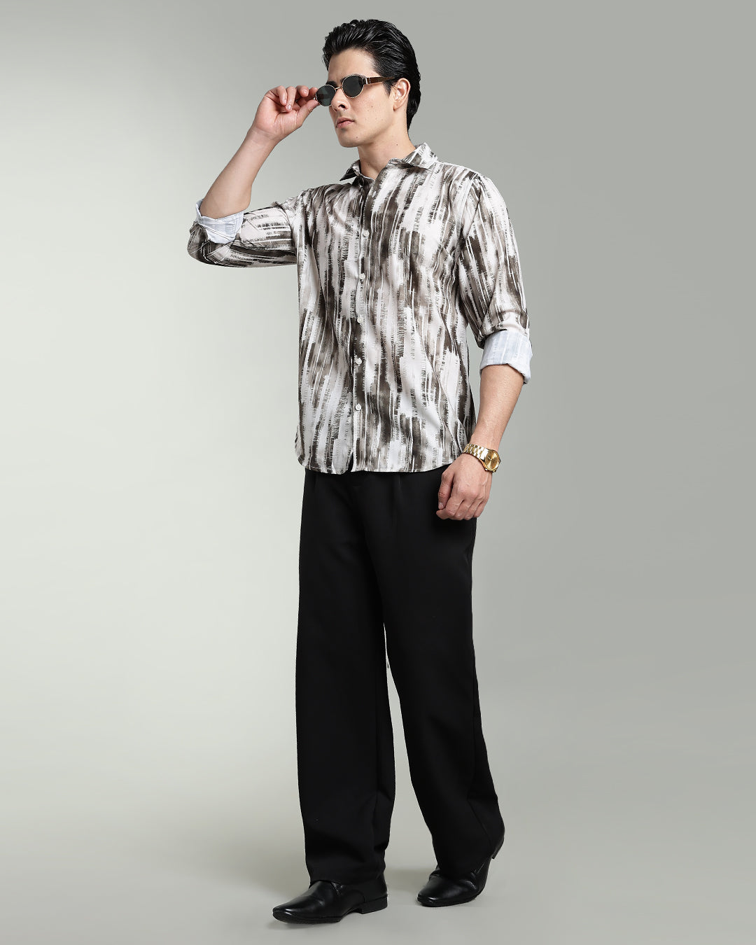 Taupe Abstract Print Shirt