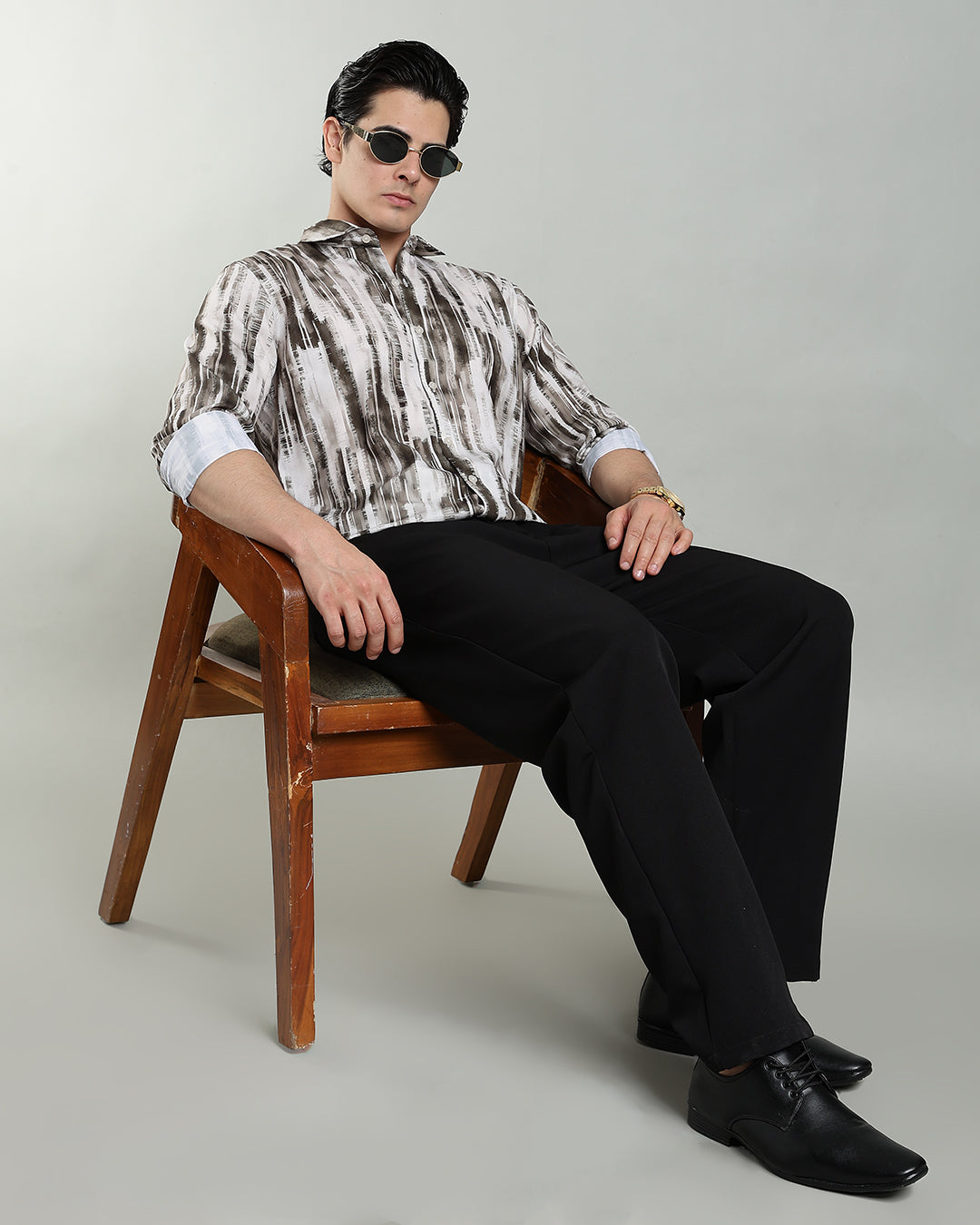 Taupe Abstract Print Shirt