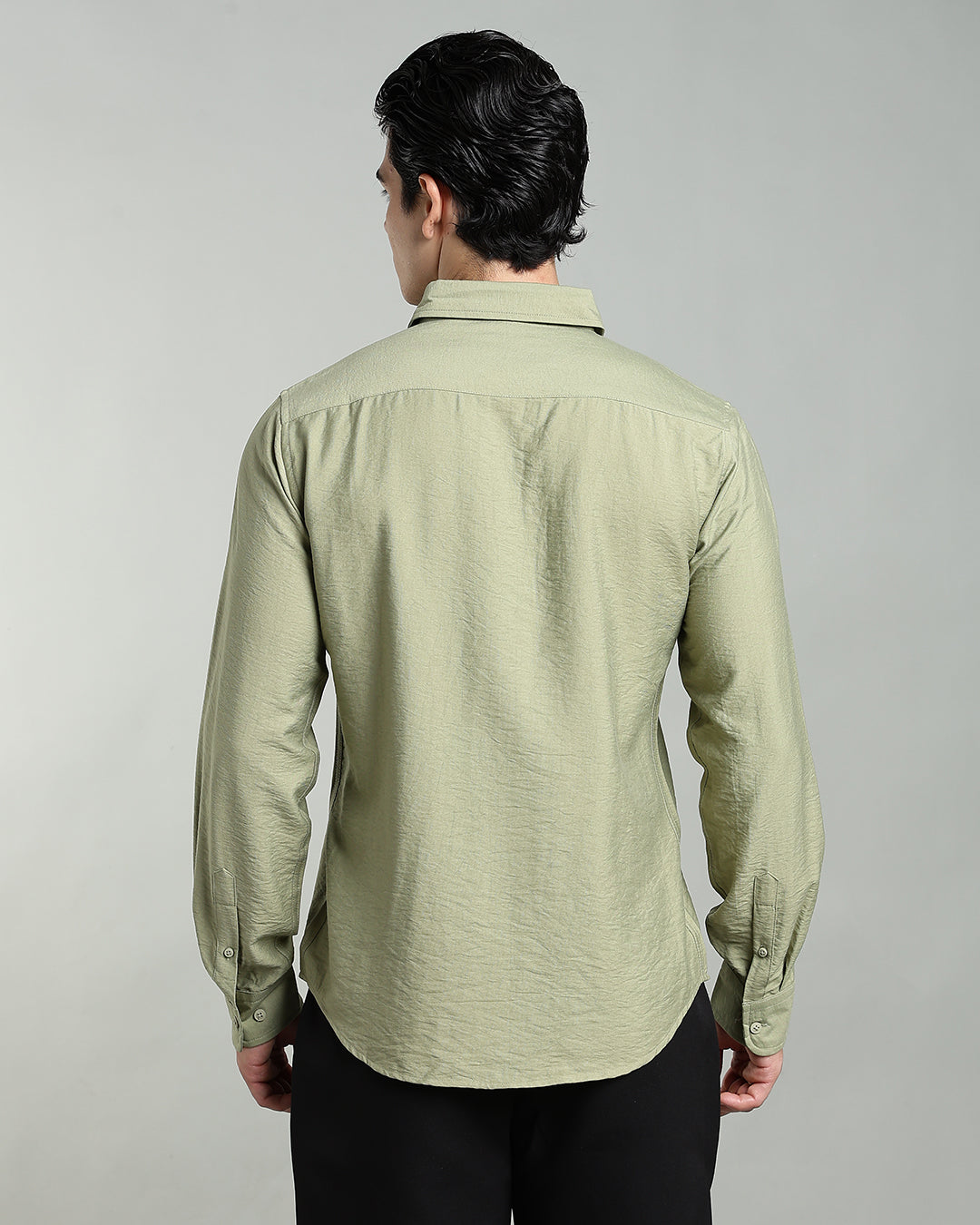 SAGE GREEN CRUSHED TEXTURED SHIRT