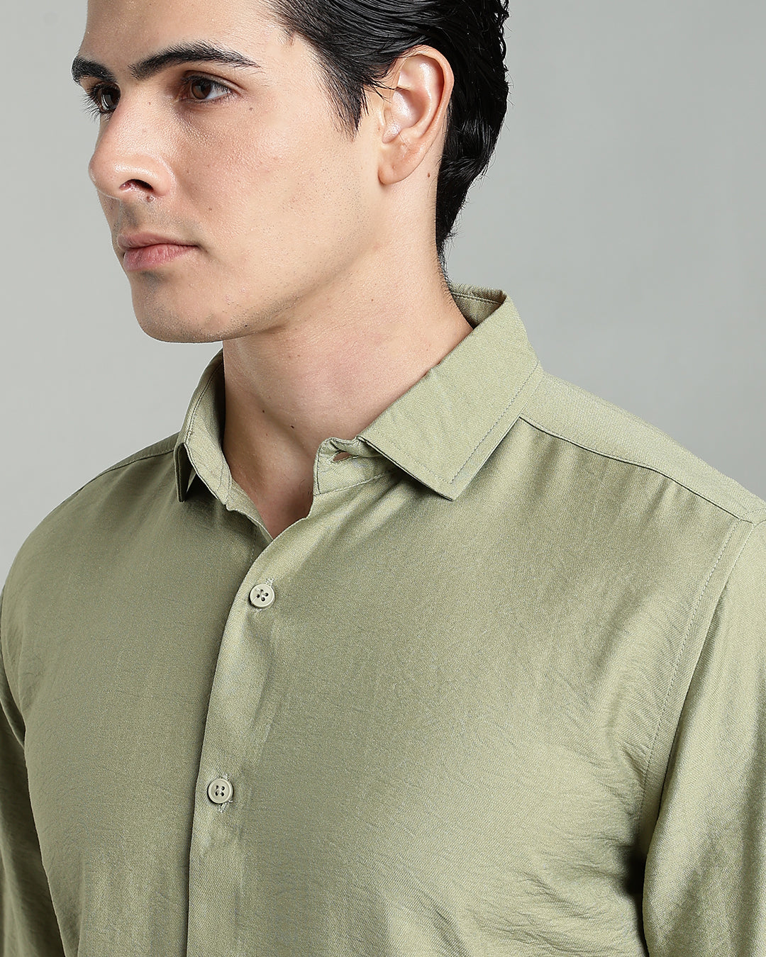 SAGE GREEN CRUSHED TEXTURED SHIRT