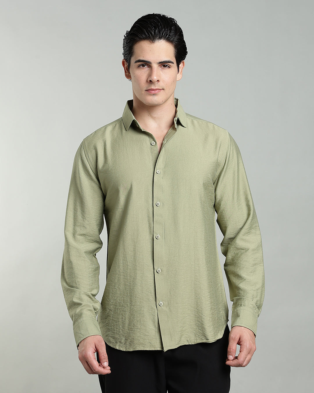 SAGE GREEN CRUSHED TEXTURED SHIRT