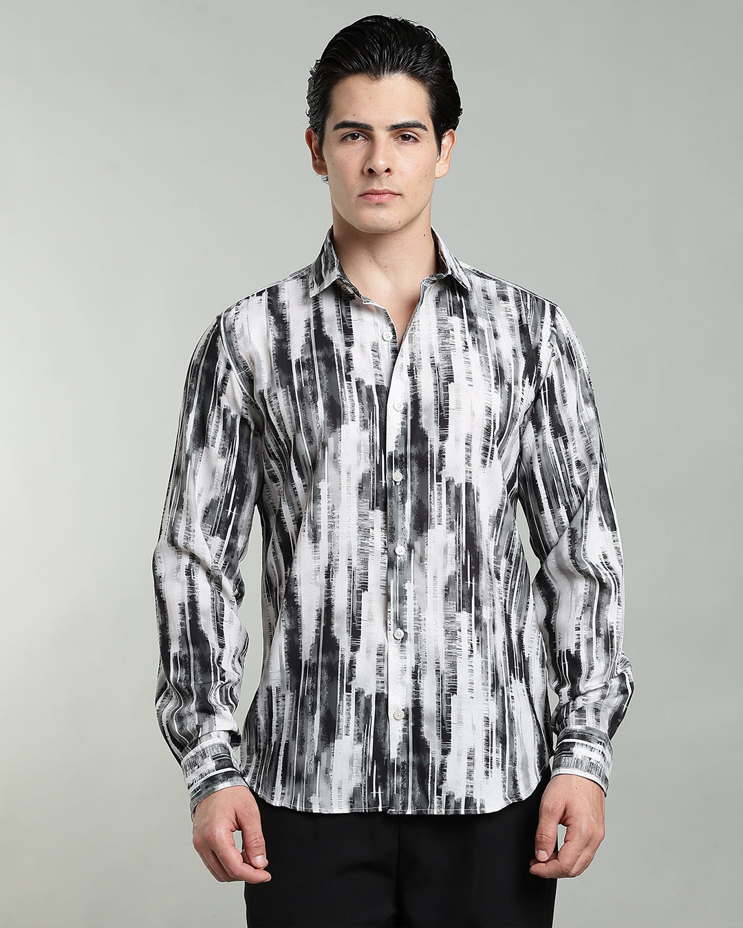 Charcoal Abstract Print Shirt