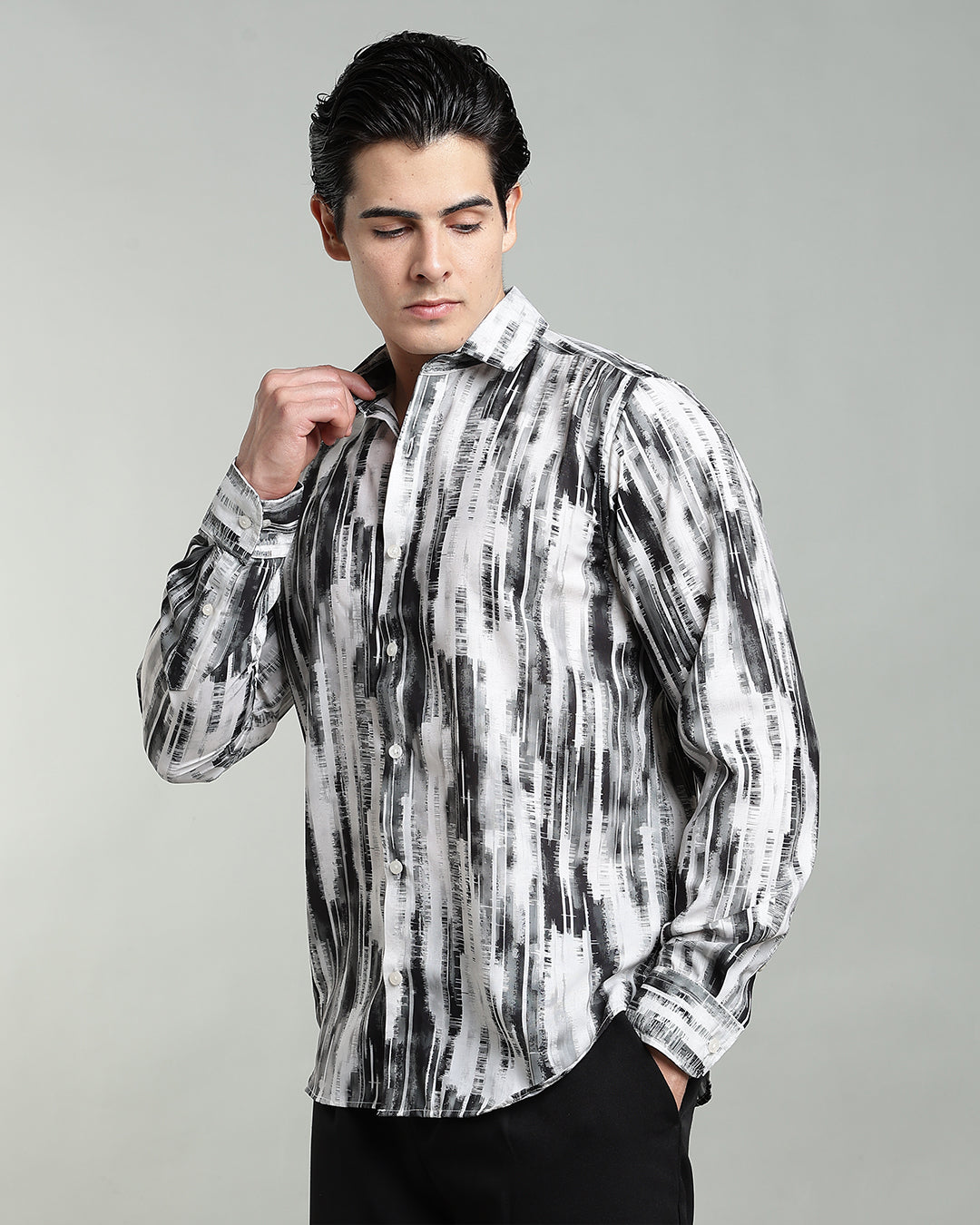 Charcoal Abstract Print Shirt