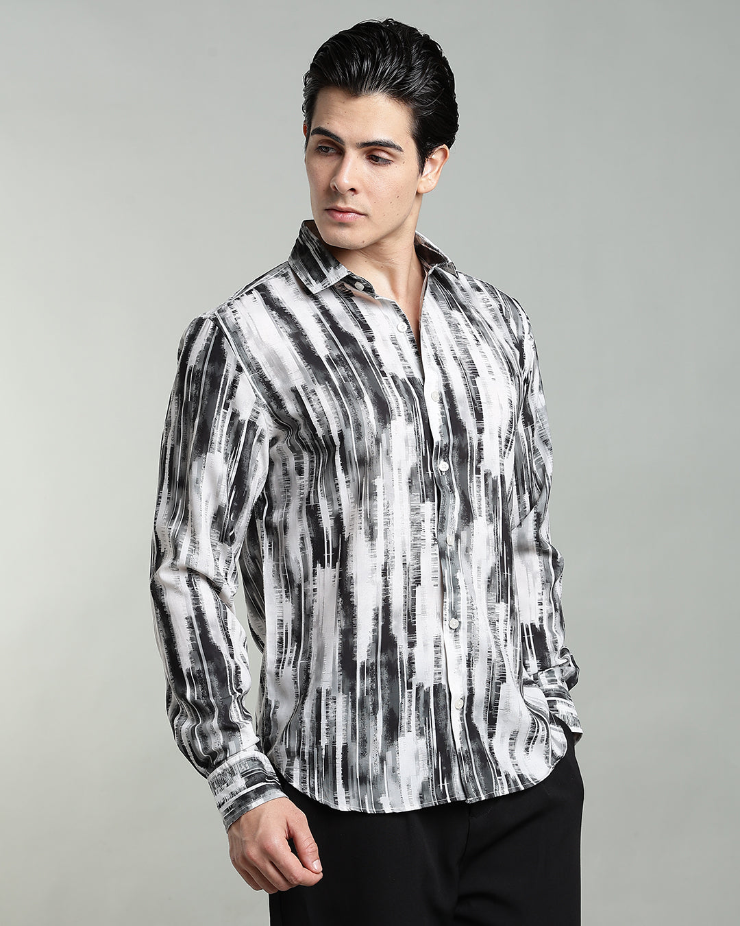 Charcoal Abstract Print Shirt