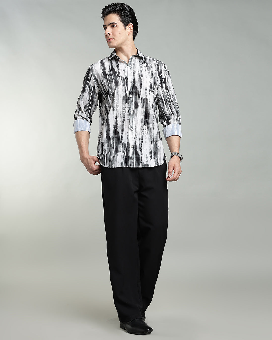 Charcoal Abstract Print Shirt