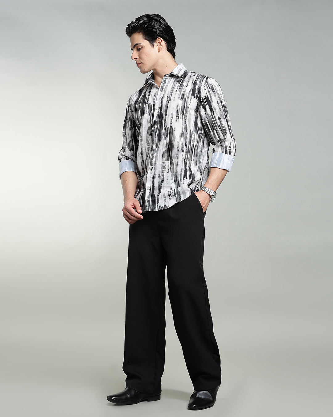 Charcoal Abstract Print Shirt