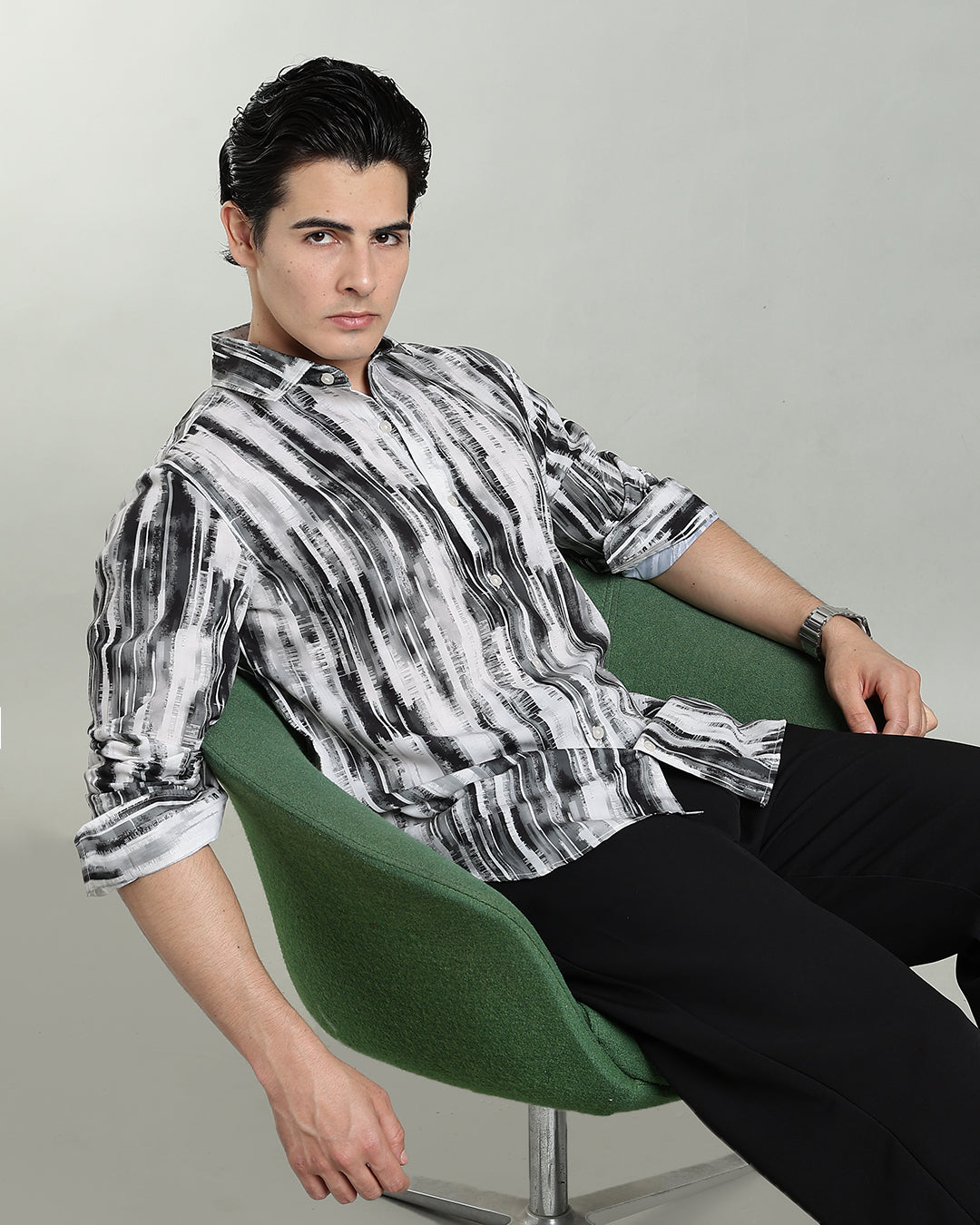 Charcoal Abstract Print Shirt