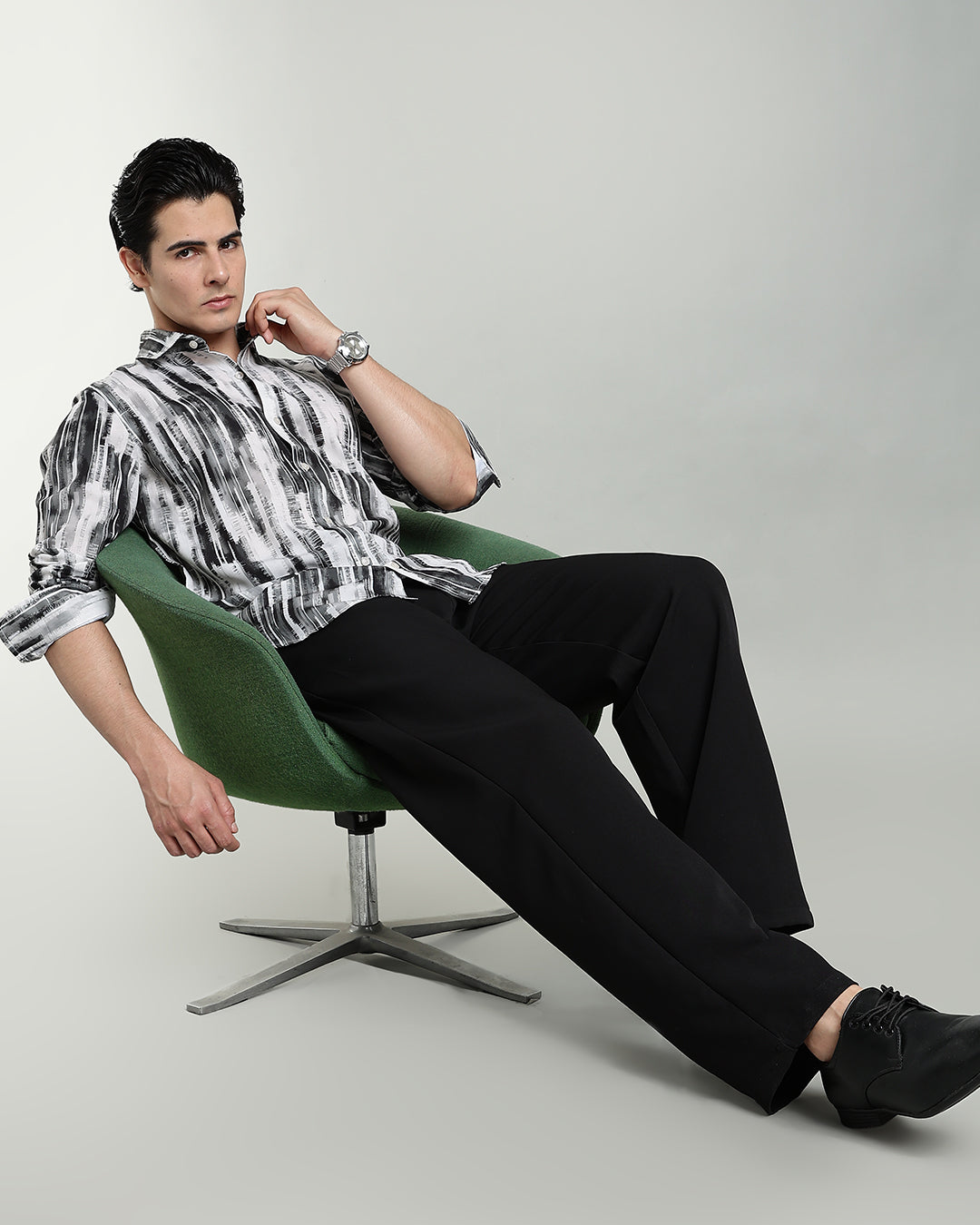 Charcoal Abstract Print Shirt