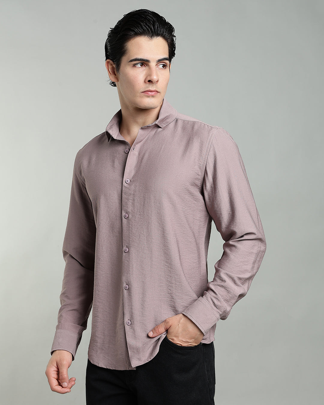 DUSTY MAUVE CRUSHED TEXTURED SHIRT