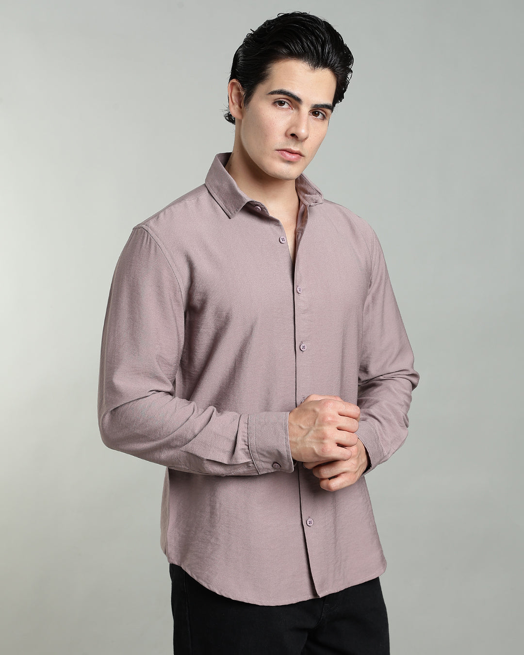 DUSTY MAUVE CRUSHED TEXTURED SHIRT