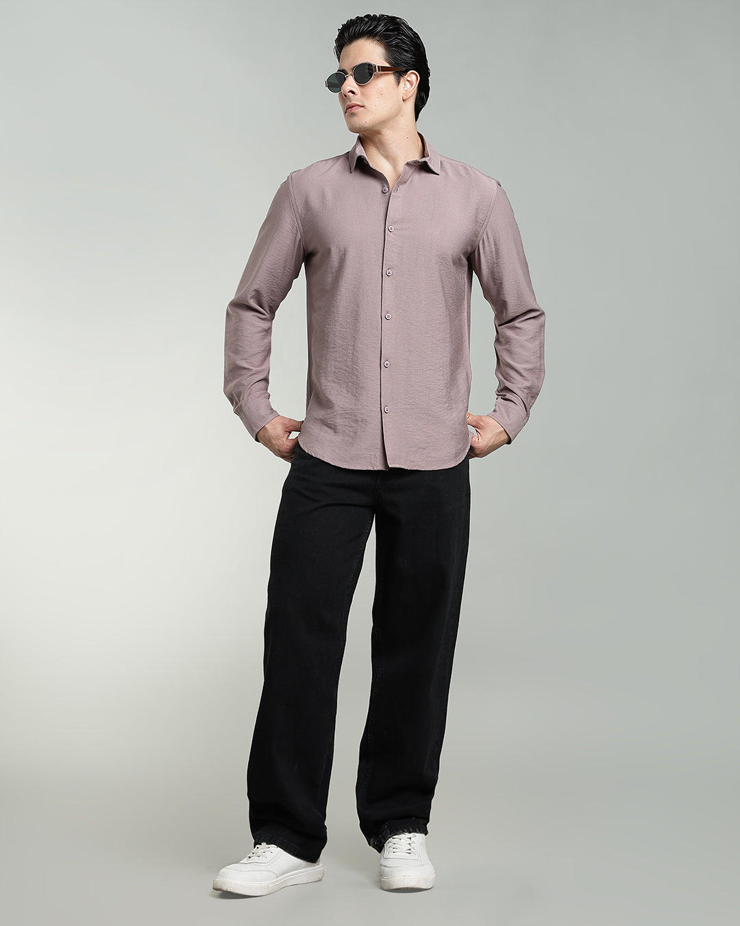 DUSTY MAUVE CRUSHED TEXTURED SHIRT