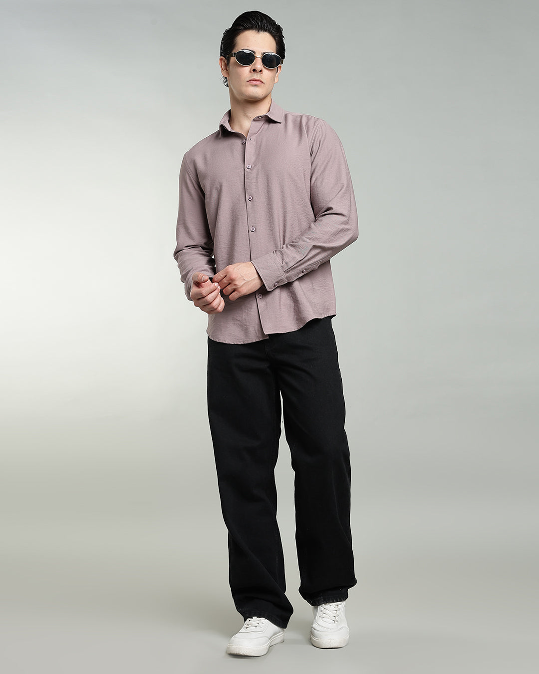 DUSTY MAUVE CRUSHED TEXTURED SHIRT