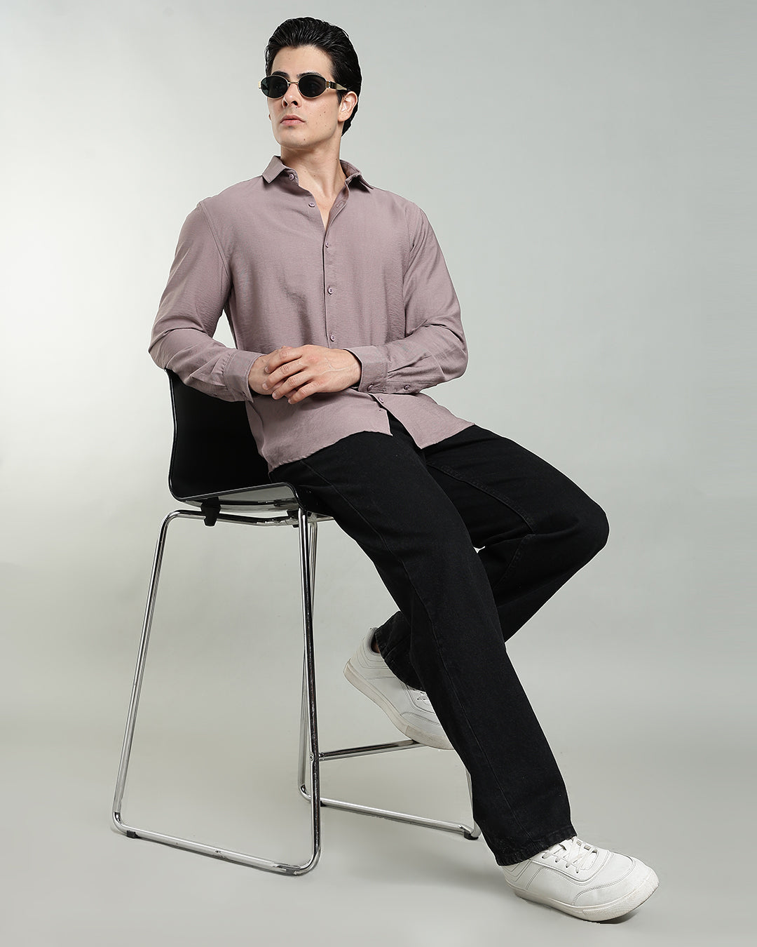 DUSTY MAUVE CRUSHED TEXTURED SHIRT