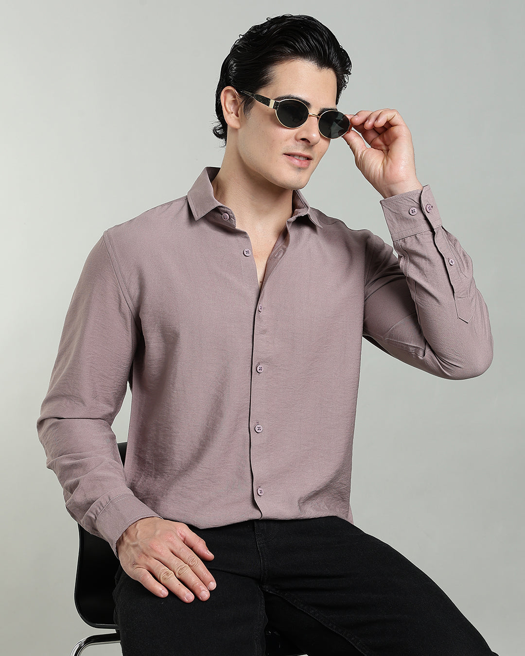 DUSTY MAUVE CRUSHED TEXTURED SHIRT