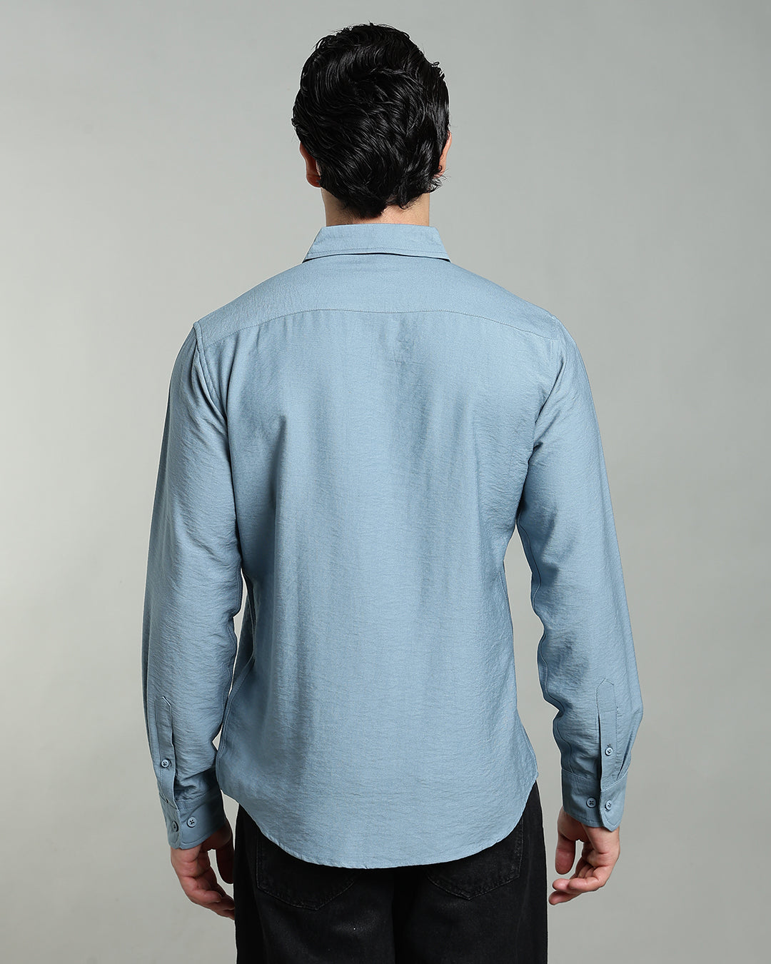 POWDER BLUE CRUSHED TEXTURED SHIRT