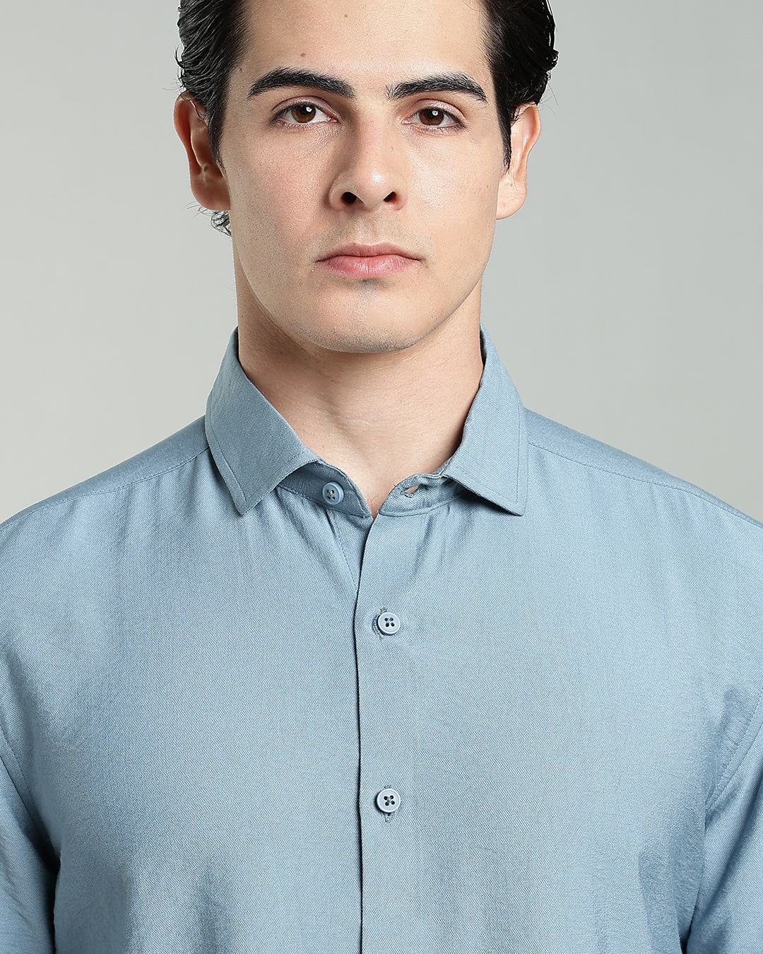 POWDER BLUE CRUSHED TEXTURED SHIRT