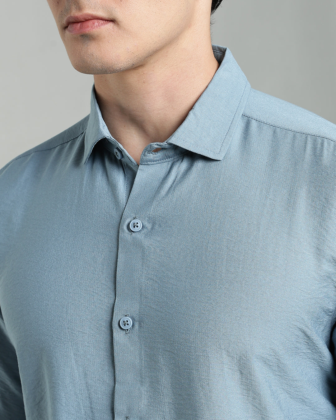 POWDER BLUE CRUSHED TEXTURED SHIRT