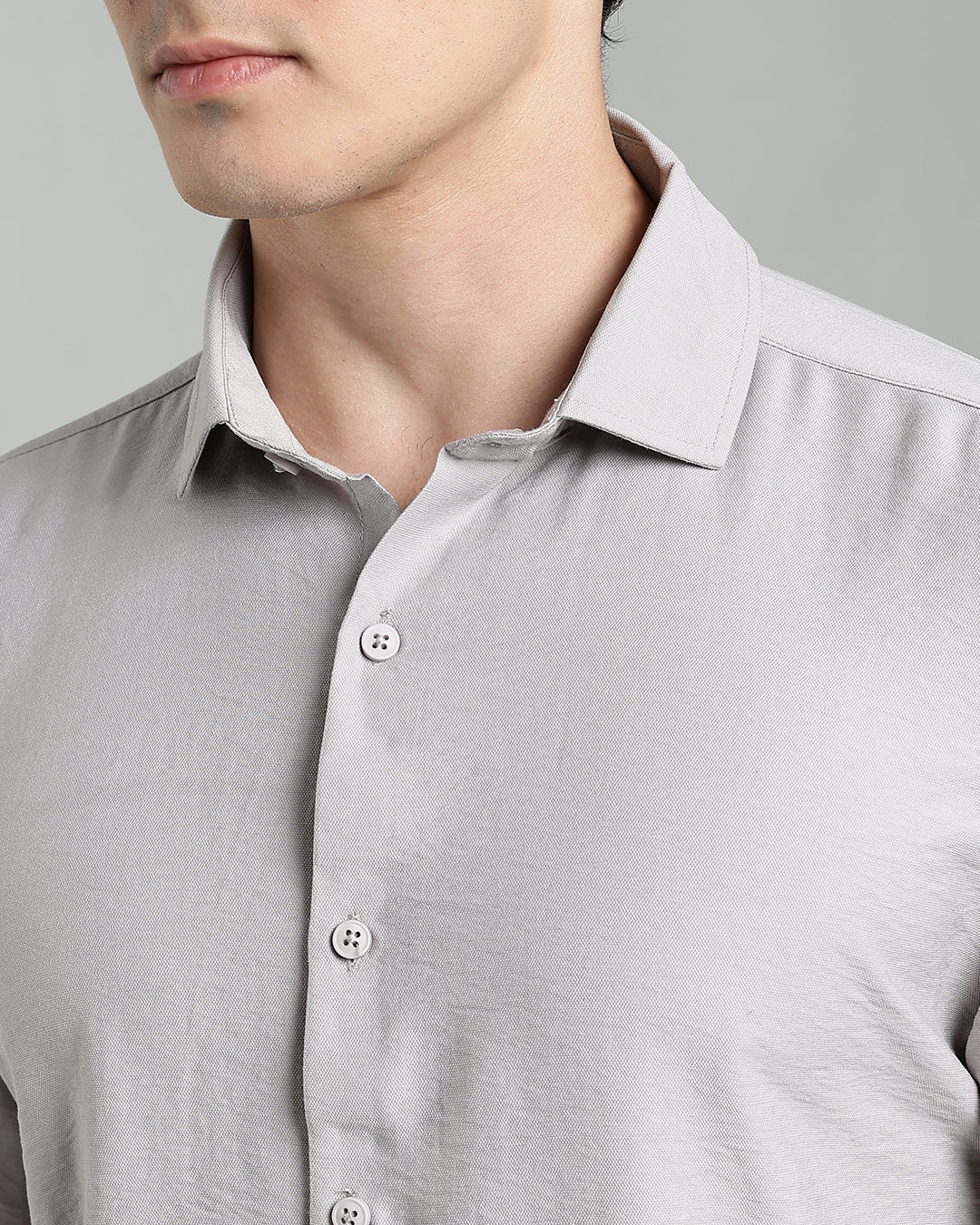 PEARL GREY CRUSHED TEXTURED SHIRT