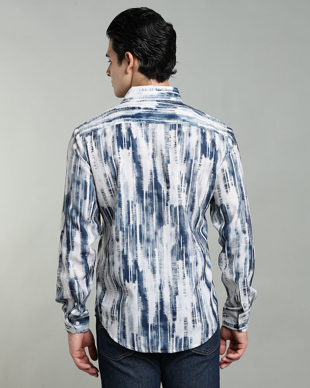 Blue Textured Abstract Print Shirt