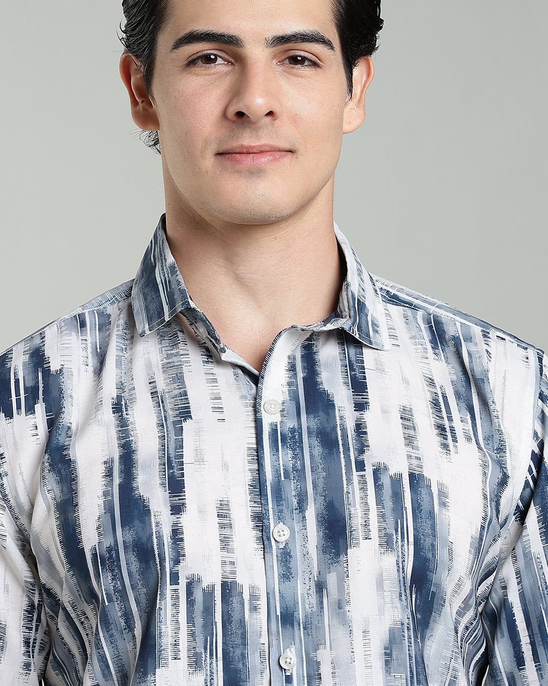 Blue Textured Abstract Print Shirt