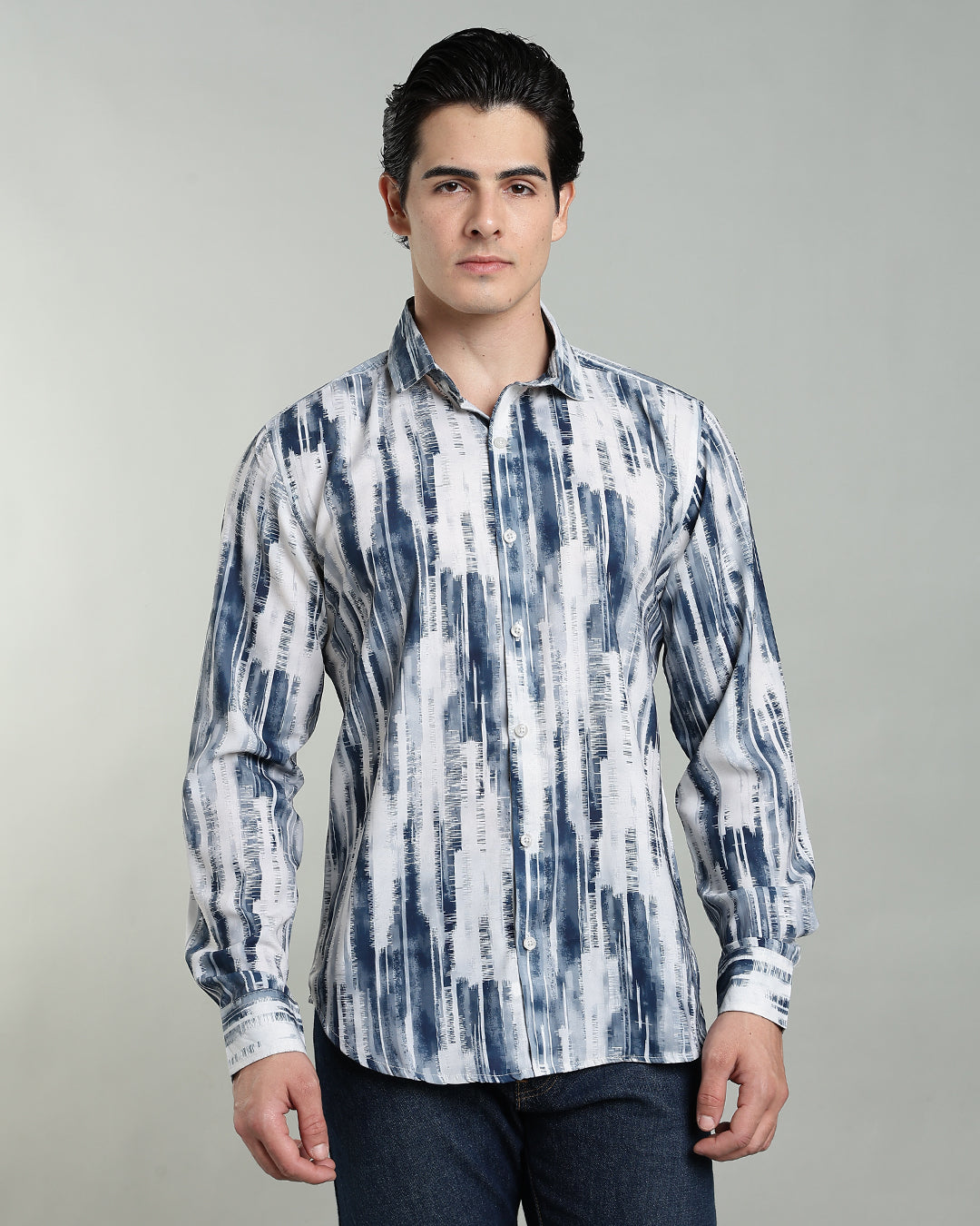 Blue Textured Abstract Print Shirt