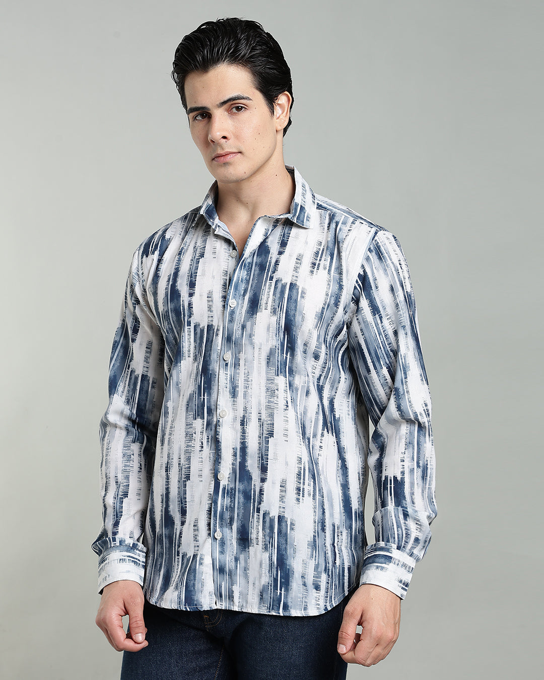 Blue Textured Abstract Print Shirt