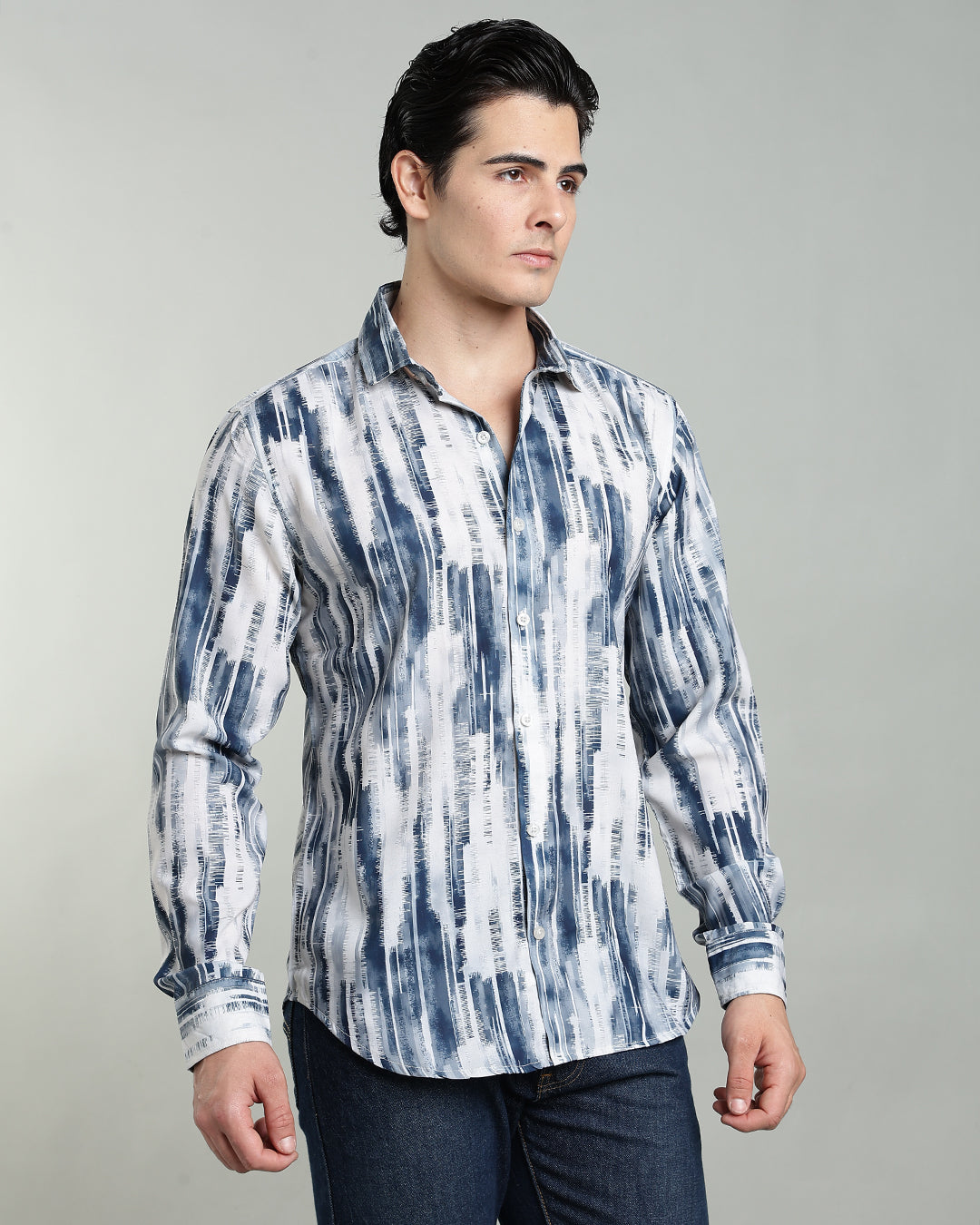 Blue Textured Abstract Print Shirt