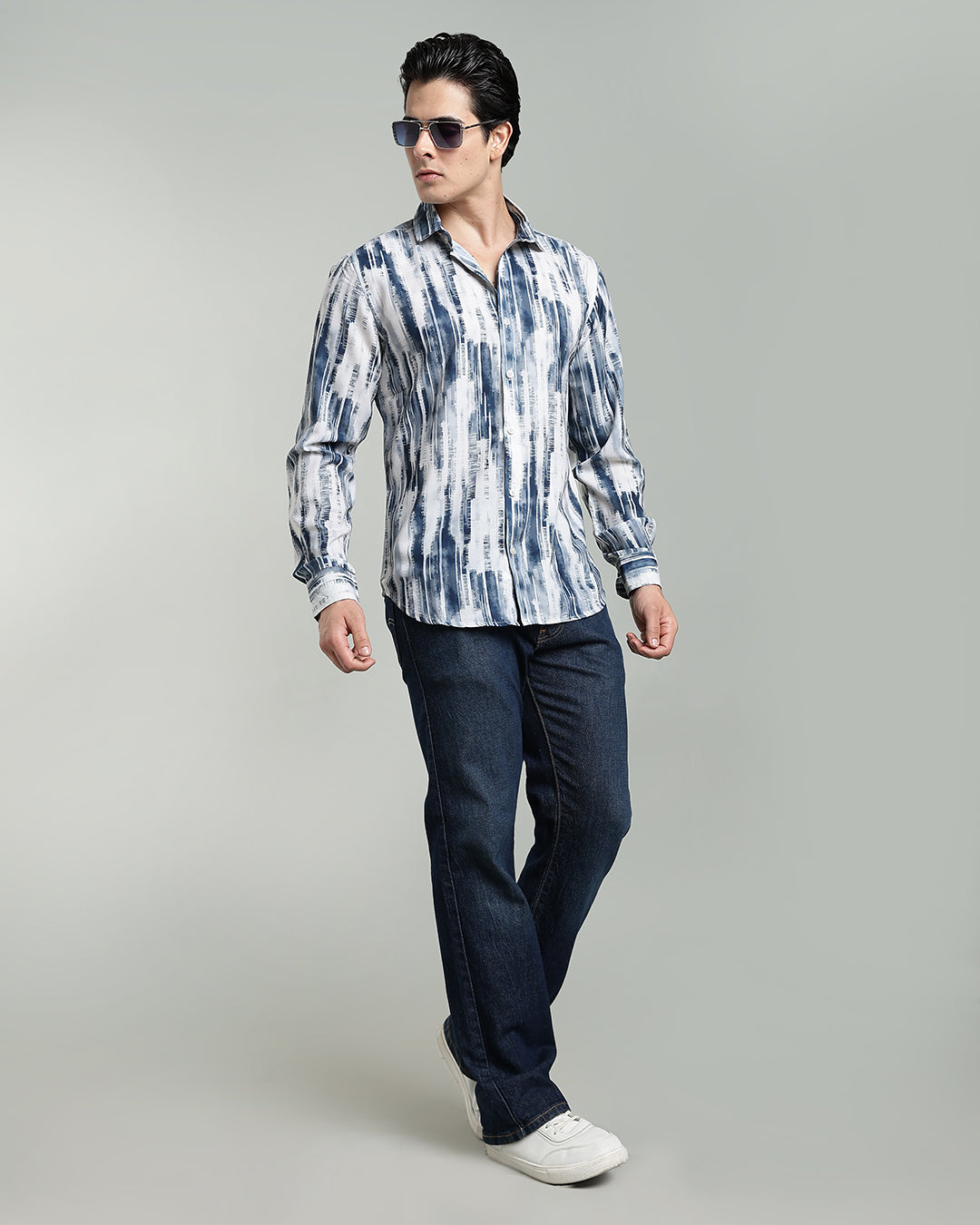 Blue Textured Abstract Print Shirt