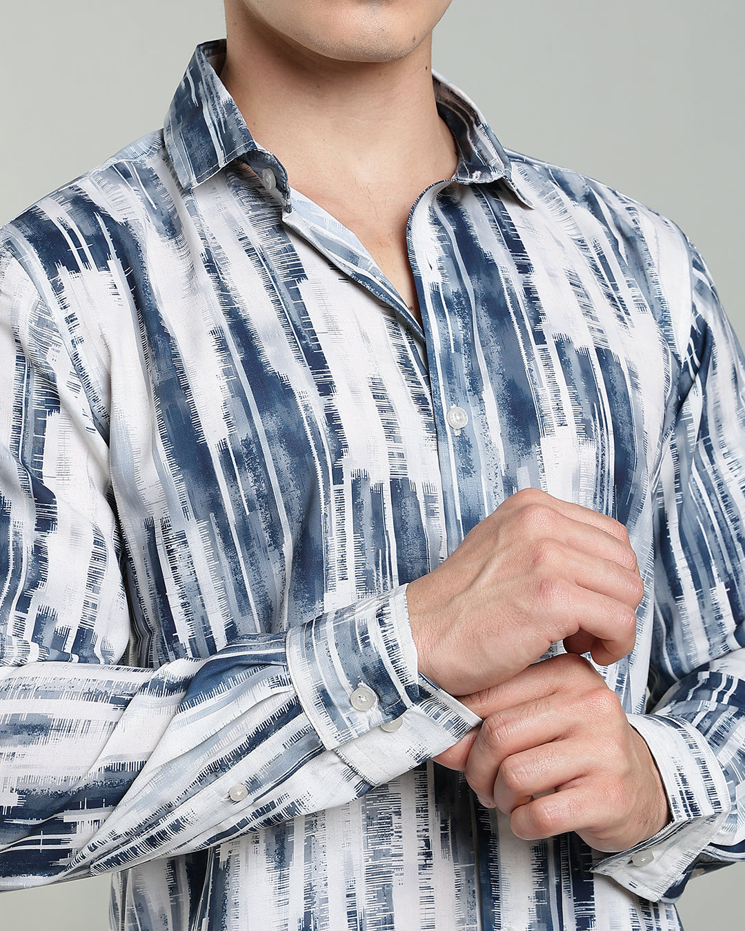 Blue Textured Abstract Print Shirt