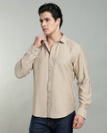 SAND BEIGE CRUSHED TEXTURED SHIRT