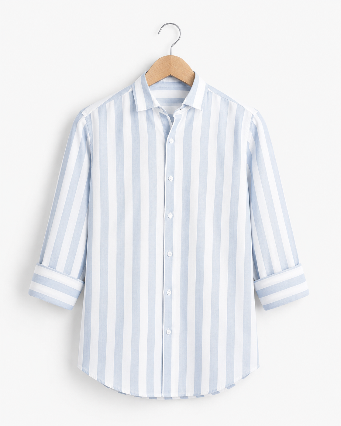 Classic Light Blue And White Vertical Stripe Shirt